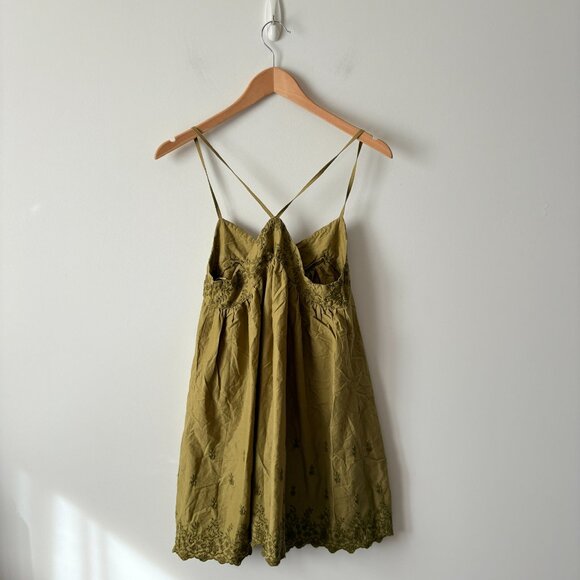 Zara Embroidered Chemise Dress Green Size XS - Picture 8 of 11